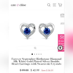 Cate & Chloe 18K Heart Earrings w/ Swarovski Crystals